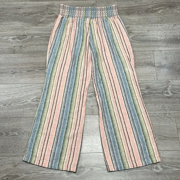 SOLinen Blend Multicolored Striped Wide Leg Pants XL - Picture 16 of 16